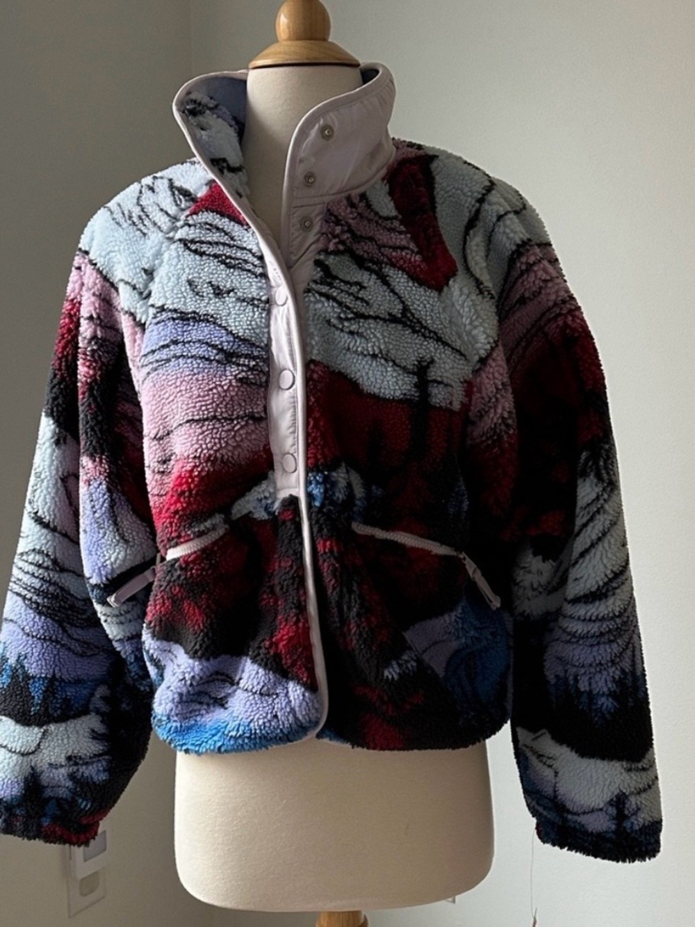 Free People Hit The Slopes Printed Fleece Jacket Twilight Forest Combo